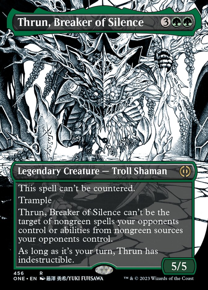 Thrun, Breaker of Silence (Borderless Manga Step-and-Compleat Foil) [Phyrexia: All Will Be One] | Exor Games Summserside