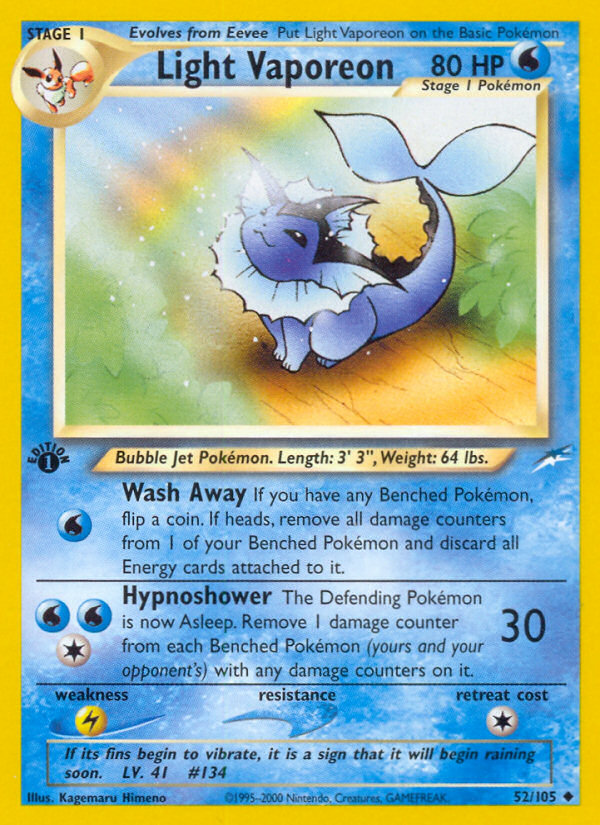 Light Vaporeon (52/105) [Neo Destiny 1st Edition] | Exor Games Summserside