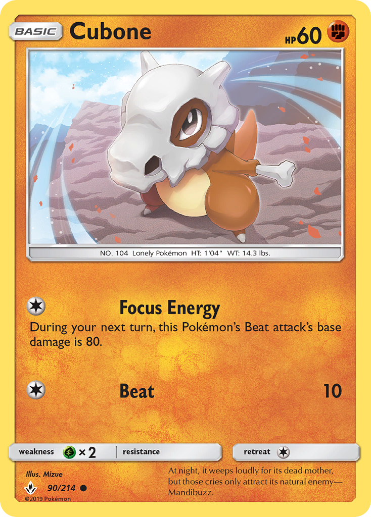 Cubone (90/214) [Sun & Moon: Unbroken Bonds] | Exor Games Summserside