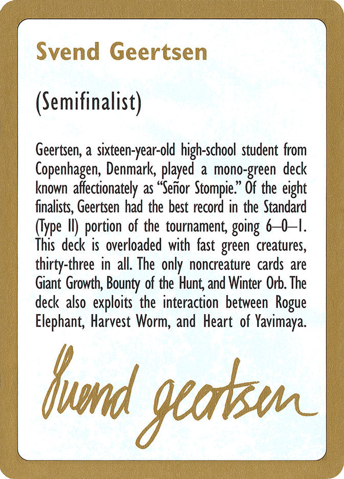 Svend Geertsen Bio [World Championship Decks 1997] | Exor Games Summserside