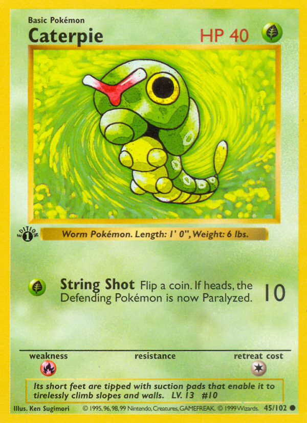 Caterpie (45/102) (Shadowless) [Base Set 1st Edition] | Exor Games Summserside