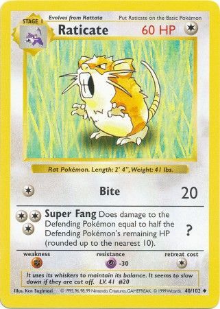 Raticate (40/102) [Base Set Shadowless Unlimited] | Exor Games Summserside