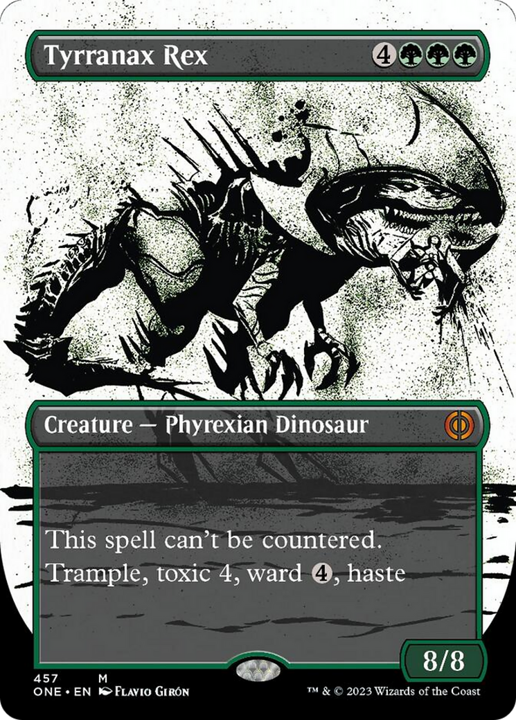 Tyrranax Rex (Borderless Ichor Step-and-Compleat Foil) [Phyrexia: All Will Be One] | Exor Games Summserside