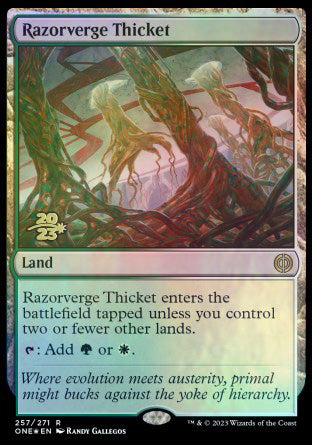 Razorverge Thicket [Phyrexia: All Will Be One Prerelease Promos] | Exor Games Summserside