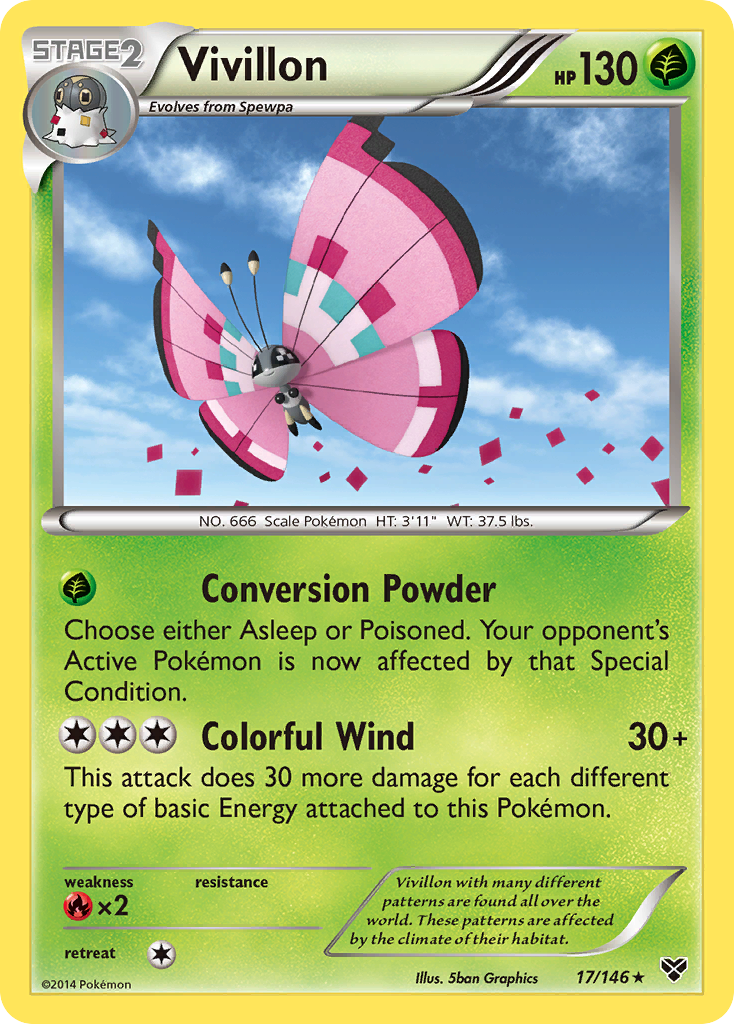 Vivillon (17/146) (Meadow Form/Pink Wings) [XY: Base Set] | Exor Games Summserside