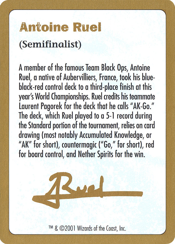 Antoine Ruel Bio [World Championship Decks 2001] | Exor Games Summserside