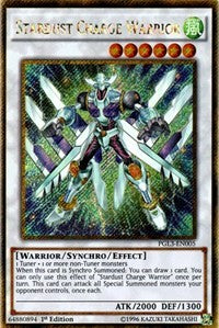 Stardust Charge Warrior [PGL3-EN005] Gold Secret Rare | Exor Games Summserside