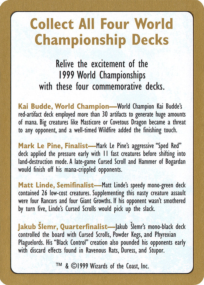 1999 World Championships Ad [World Championship Decks 1999] | Exor Games Summserside