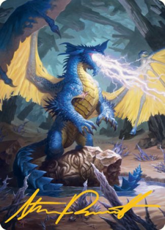 Blue Dragon Art Card (Gold-Stamped Signature) [Dungeons & Dragons: Adventures in the Forgotten Realms Art Series] | Exor Games Summserside