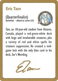 1996 Eric Tam Biography Card [World Championship Decks] | Exor Games Summserside