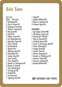 1996 Eric Tam Decklist Card [World Championship Decks] | Exor Games Summserside