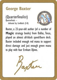 1996 George Baxter Biography Card [World Championship Decks] | Exor Games Summserside