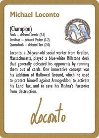 1996 Michael Loconto Biography Card [World Championship Decks] | Exor Games Summserside