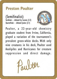 1996 Preston Poulter Biography Card [World Championship Decks] | Exor Games Summserside