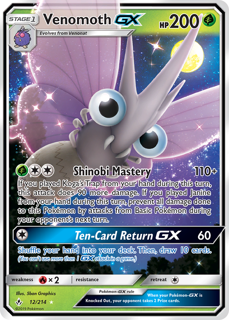 Venomoth GX (12/214) [Sun & Moon: Unbroken Bonds] | Exor Games Summserside