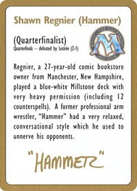 1996 Shawn "Hammer" Regnier Biography Card [World Championship Decks] | Exor Games Summserside