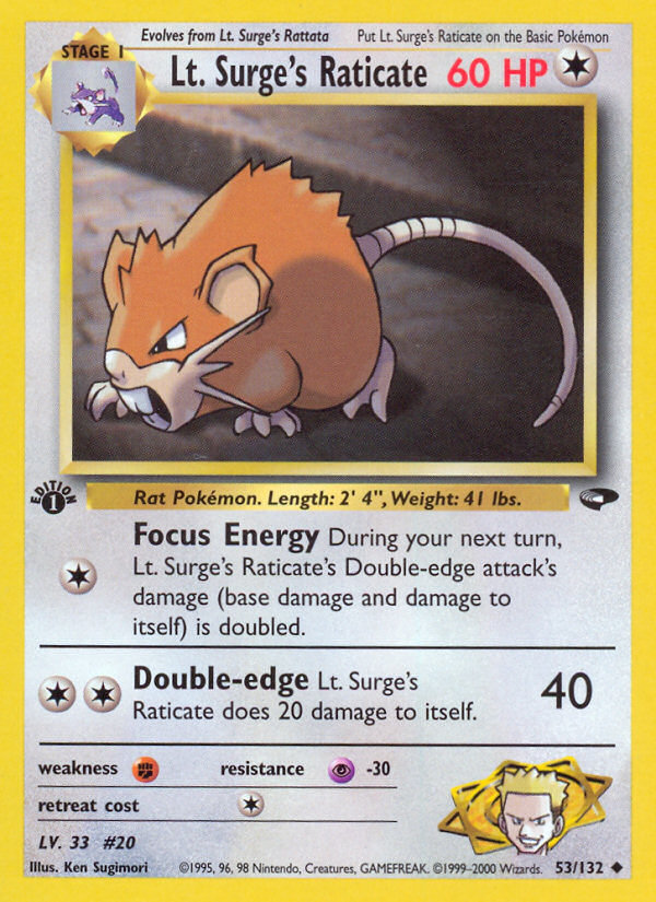 Lt. Surge's Raticate (53/132) [Gym Challenge 1st Edition] | Exor Games Summserside