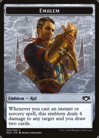 Emblem - Ral, Izzet Viceroy [Mythic Edition Tokens] | Exor Games Summserside