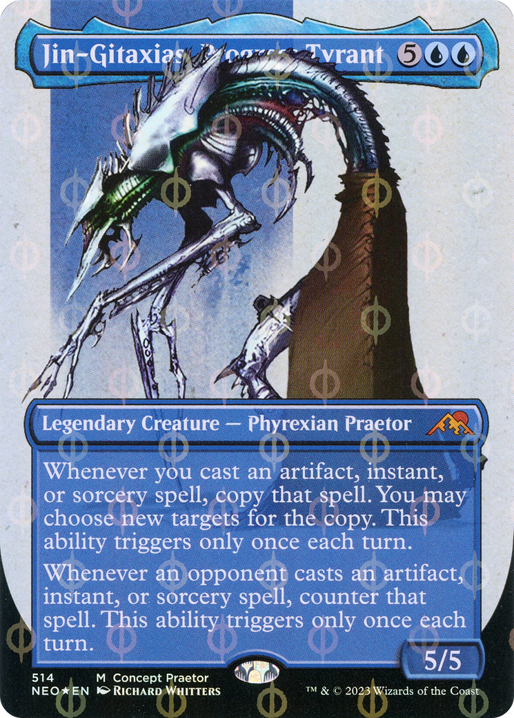 Jin-Gitaxias, Progress Tyrant (Borderless Concept Praetors Step-and-Compleat Foil) [Phyrexia: All Will Be One] | Exor Games Summserside