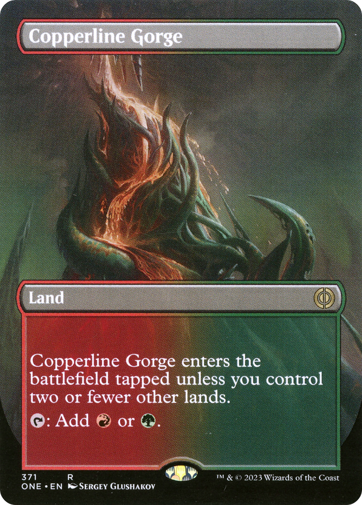Copperline Gorge (Borderless Alternate Art) [Phyrexia: All Will Be One] | Exor Games Summserside