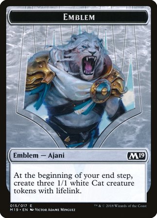 Emblem - Ajani, Adversary of Tyrants [Core Set 2019 Tokens] | Exor Games Summserside