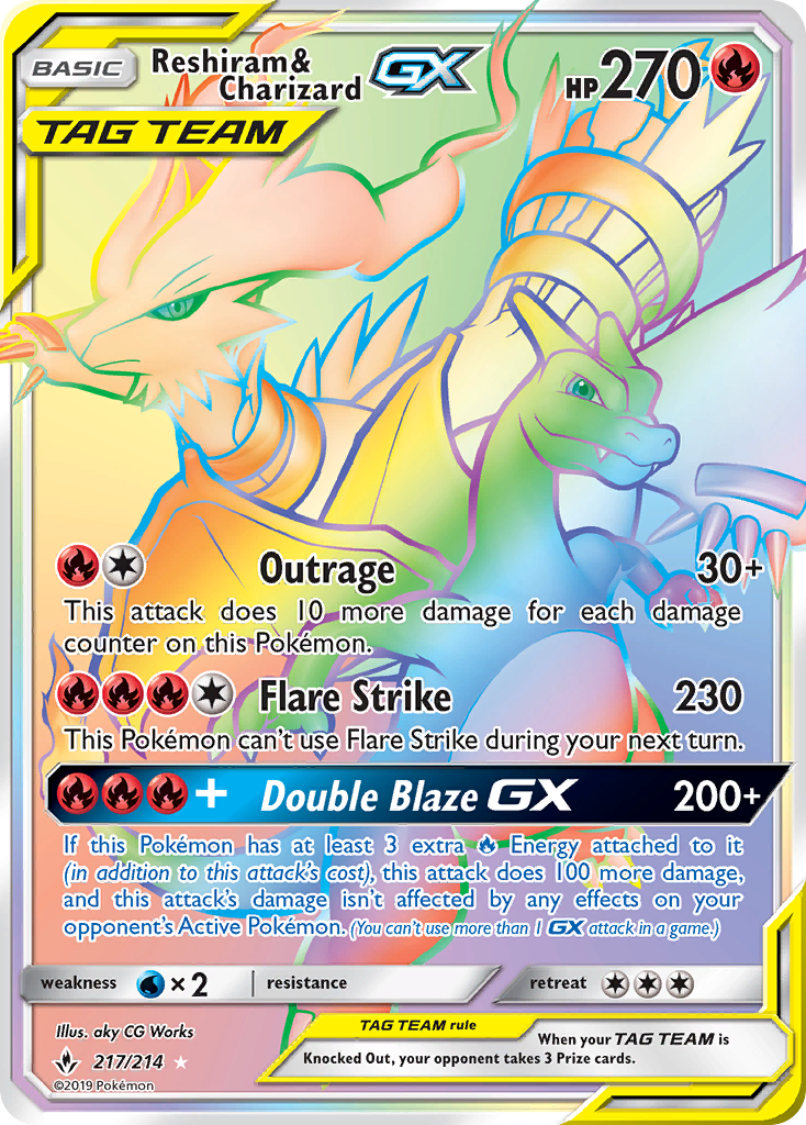 Reshiram & Charizard GX (217/214) [Sun & Moon: Unbroken Bonds] | Exor Games Summserside