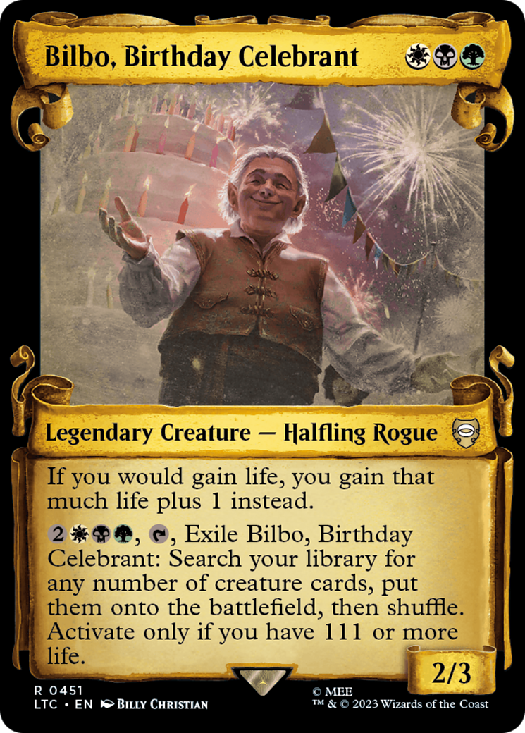 Bilbo, Birthday Celebrant [The Lord of the Rings: Tales of Middle-Earth Commander Showcase Scrolls] | Exor Games Summserside