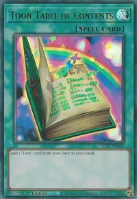 Toon Table of Contents (Green) [LDS1-EN069] Ultra Rare | Exor Games Summserside