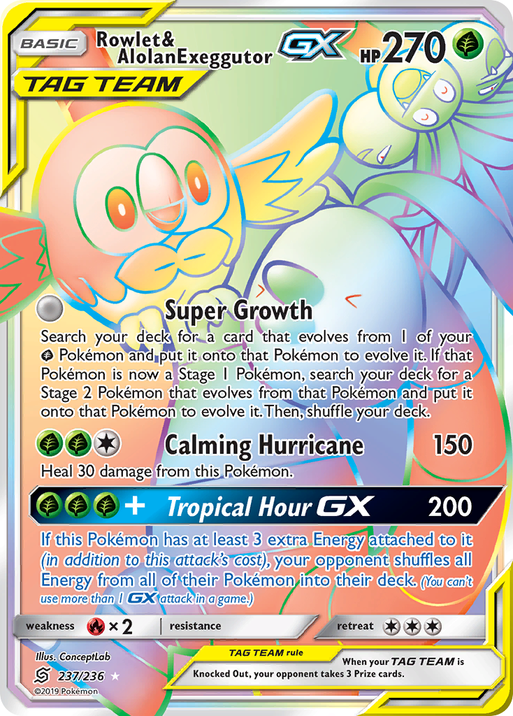 Rowlet & Alolan Exeggutor GX (237/236) [Sun & Moon: Unified Minds] | Exor Games Summserside