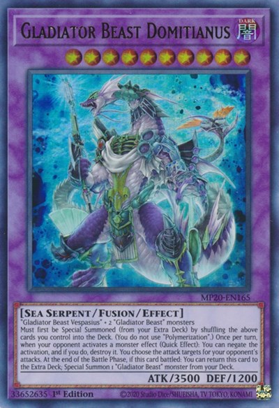 Gladiator Beast Domitianus [MP20-EN165] Ultra Rare | Exor Games Summserside