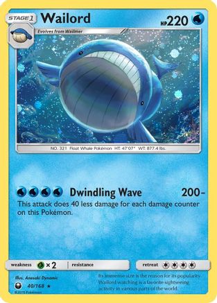 Wailord (40/168) (Cosmos Holo) [Sun & Moon: Celestial Storm] | Exor Games Summserside