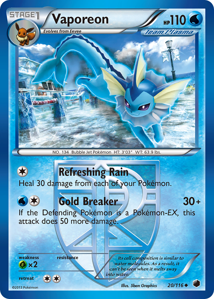 Vaporeon (20/116) [Black & White: Plasma Freeze] | Exor Games Summserside