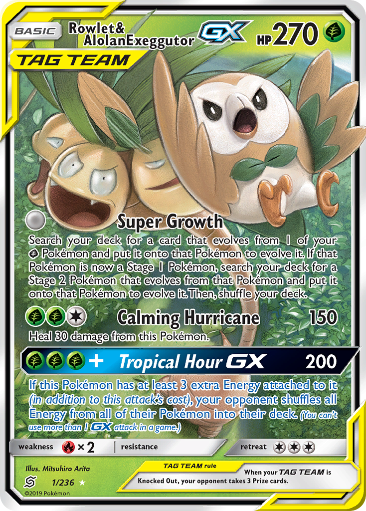 Rowlet & Alolan Exeggutor GX (1/236) [Sun & Moon: Unified Minds] | Exor Games Summserside