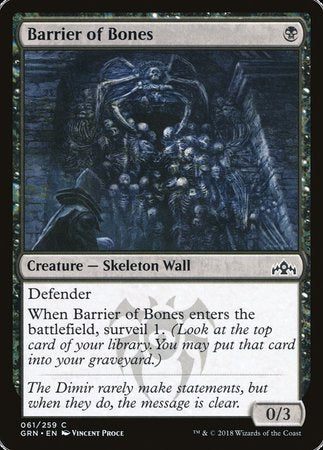 Barrier of Bones [Guilds of Ravnica] | Exor Games Summserside