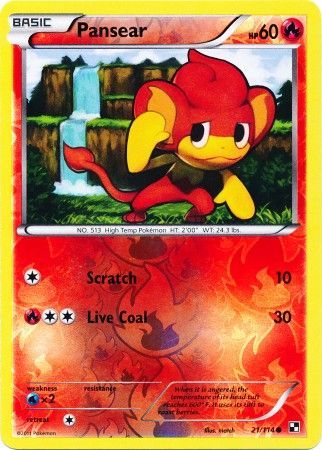 Pansear (21/114) (Energy Reverse Holo) [Black & White: Base Set] | Exor Games Summserside