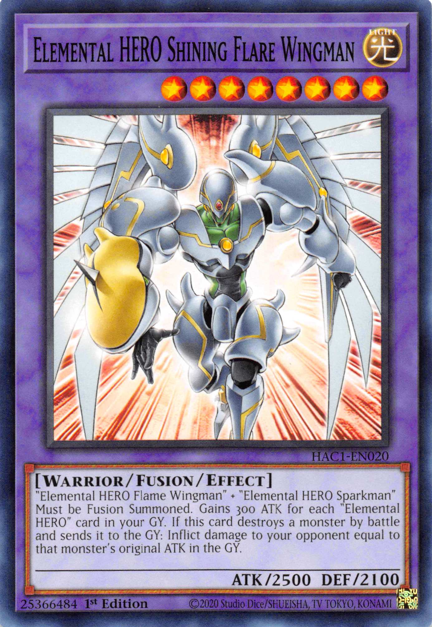 Elemental HERO Shining Flare Wingman (Duel Terminal) [HAC1-EN020] Parallel Rare | Exor Games Summserside