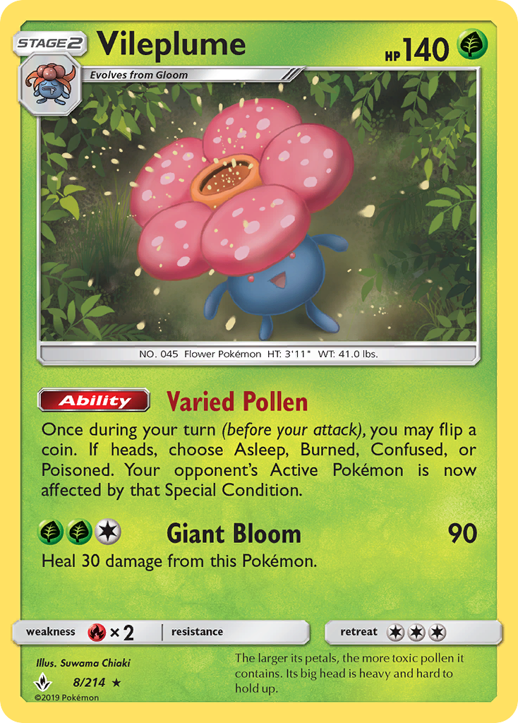 Vileplume (8/214) [Sun & Moon: Unbroken Bonds] | Exor Games Summserside