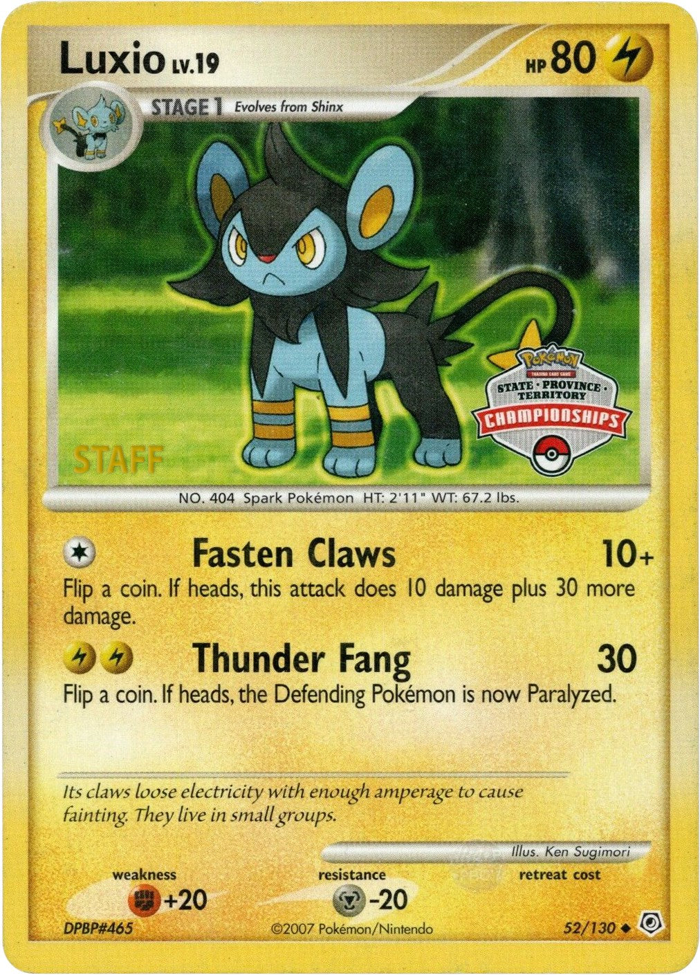 Luxio (52/130) (State Championship Promo) [Diamond & Pearl: Base Set] | Exor Games Summserside