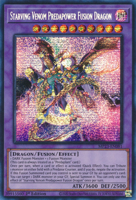 Starving Venom Predapower Fusion Dragon [MP23-EN081] Prismatic Secret Rare | Exor Games Summserside