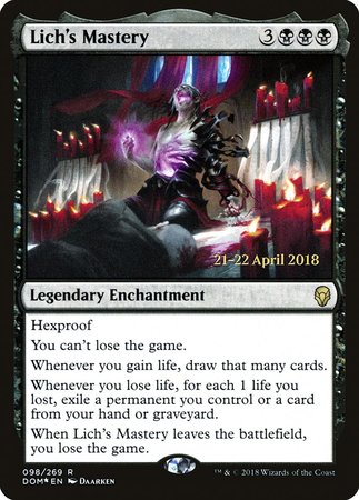 Lich's Mastery [Dominaria Promos] | Exor Games Summserside