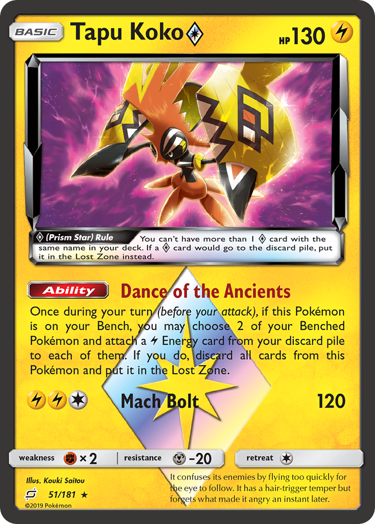 Tapu Koko (51/181) (Prism Star) [Sun & Moon: Team Up] | Exor Games Summserside