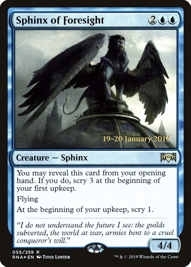 Sphinx of Foresight [Ravnica Allegiance Prerelease Promos] | Exor Games Summserside