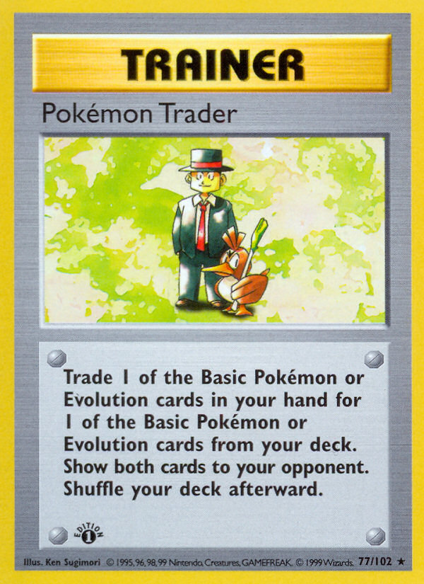 Pokemon Trader (77/102) (Shadowless) [Base Set 1st Edition] | Exor Games Summserside