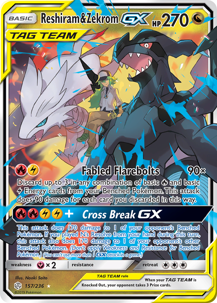 Reshiram & Zekrom GX (157/236) [Sun & Moon: Cosmic Eclipse] | Exor Games Summserside