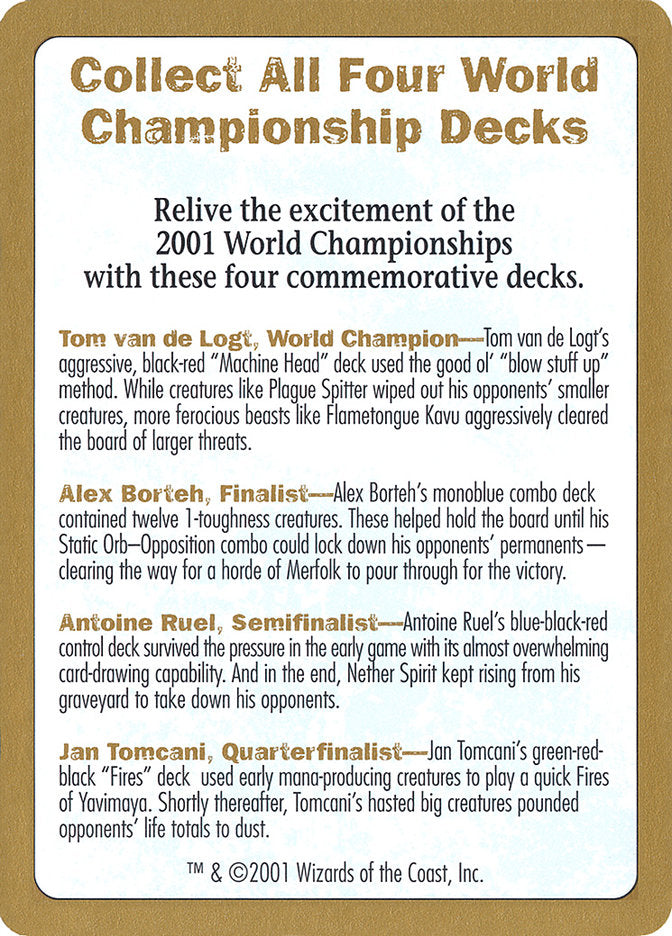 2001 World Championships Ad [World Championship Decks 2001] | Exor Games Summserside