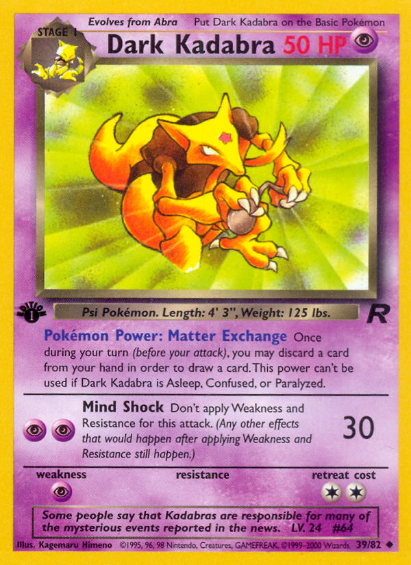 Dark Kadabra (39/82) [Team Rocket 1st Edition] | Exor Games Summserside