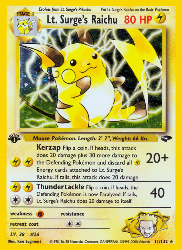 Lt. Surge's Raichu (11/132) [Gym Challenge 1st Edition] | Exor Games Summserside