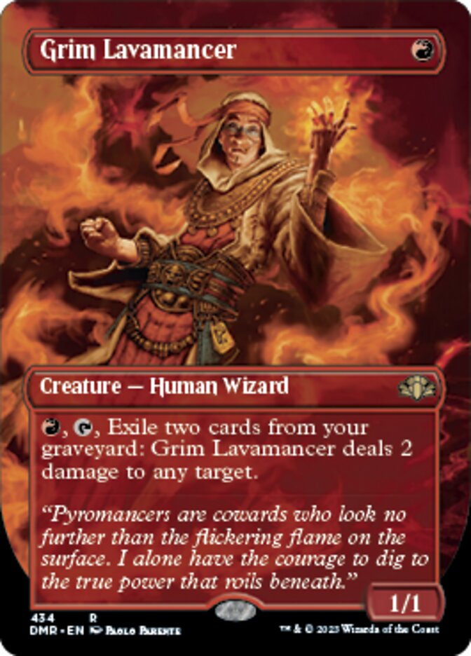 Grim Lavamancer (Borderless Alternate Art) [Dominaria Remastered] | Exor Games Summserside