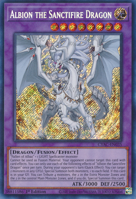 Albion the Sanctifire Dragon [CYAC-EN035] Secret Rare | Exor Games Summserside