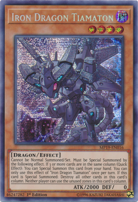 Iron Dragon Tiamaton [MP19-EN016] Prismatic Secret Rare | Exor Games Summserside